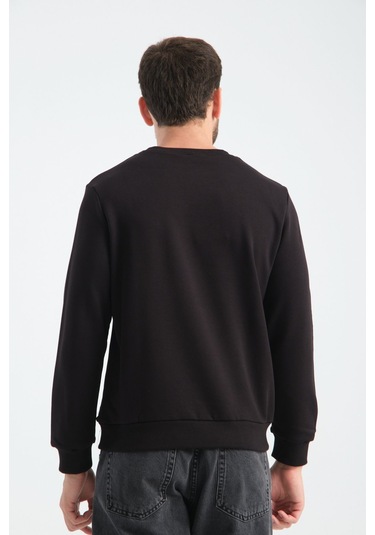 Shooter Sportswear Erkek Deluxe Sweatshirt Ekru Baskı Detaylı Standart Kalıp Siyah