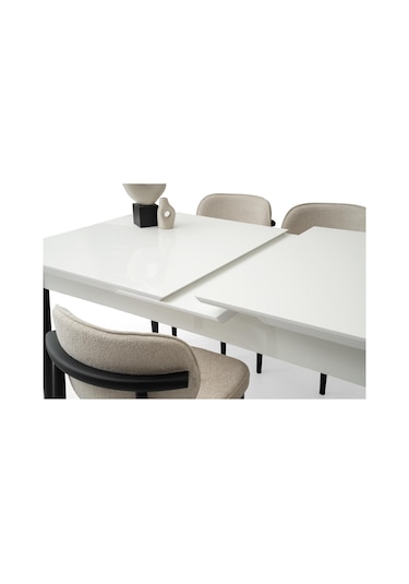 Tekno Bahar Mdf Açılır Mutfak Masa Sandalye Takımı 60x100 beyaz