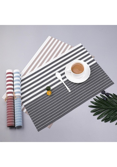 Suntek Magideal 10 Adet Akşam Yemeği Amerikan Servisi Pvc Mat Isıya Gri