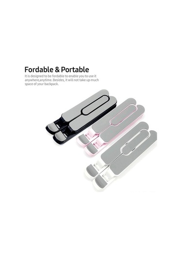 Pazly 7 Kademe Ayarlanabilir Katlanabilir Telefon & Tablet Standı - Ergonomik Taşınabilir Siyah Beyaz Pembe Renkli