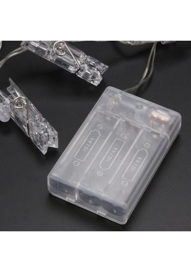 Ximistore9 Mavi 20 Led Fotoğraf Klipsli Pilli Işık Zinciri - Ev İçi Bayram Dekorasyonu Noel Ağacı Işıklı Zincir