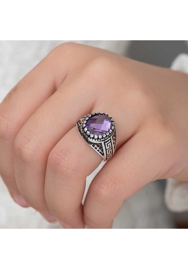 Casera's Gümüş Lila Zirkon Taşlı Çocuk Erkek Yüzük Csr2184720 Gümüş