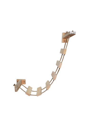 Doğal ahşap halatlı ipli kedi merdiveni kedi köprüsü duvar yolu