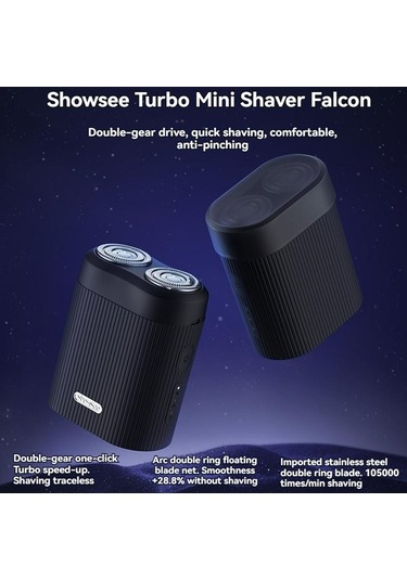 Xıaomı Showsee Turbo Elektrikli Tıraş Makinesi Ikiz Bıçak Kuru Islak Jilet Sakal Düzeltici Kesici Typec Şarj Edilebilir Erkek Jilet Makinesi