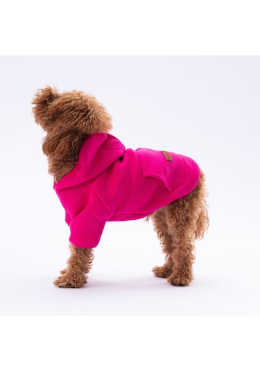 Pembe - Fuşya Kanguru Cepli Kedi-köpek Hoodie- Sweatshirt Kedi Köpek Kıyafeti