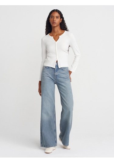 Dilvin 31548 Düğme Detaylı Büzgülü Top-ekru Ekru