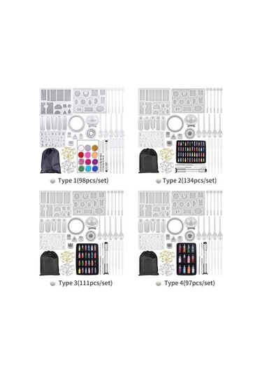 Ulzyvf Yetişkinler İçin Yapımcı Seti, Kristal Küpe Kolye Kalıpları, Epoksi El Döküm Dıy Aksesuarlar, 134 Parça, Çok Renkli Çok Renkli