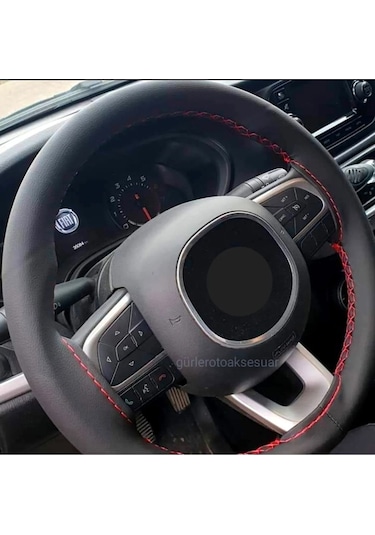 Toyota Corolla Uyumlu Dikmeli Direksiyon Kılıfı Soft Kırmızı Ipli Esnek Kokusuz