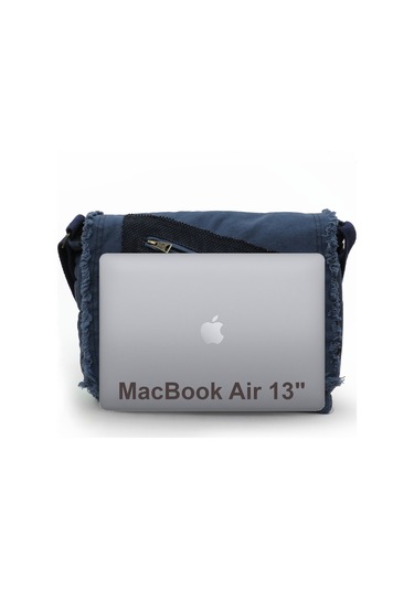 Old Cotton Cargo 7136 Lacivert 14 İnç Laptop Omuz Çantası Lacivert