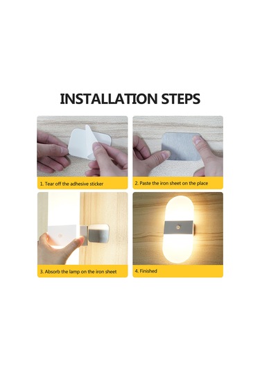 Hangfox Beyaz Dikdörtgen Akıllı Vücut Algılama Led Duvar Lambası, Şarjlı Manyetik Montaj, Ev Zemin/ Koridor Için, Beyaz Işık Diğer