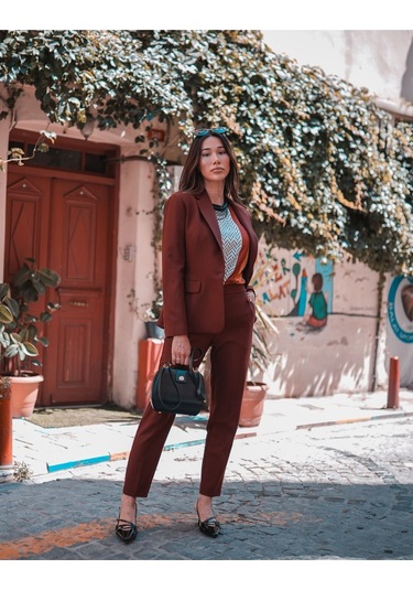 Kadın Yüksek Bel Klasik Pantolon Frn2054 Bordo1 Bordo