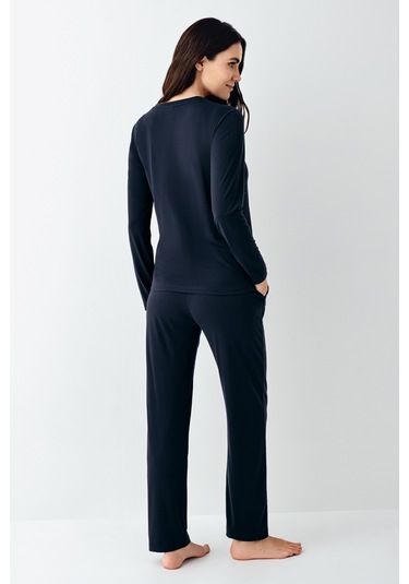 Pierre Cardin 9109 Modal Uzun Kol Kadın Pijama Takımı V1 Lacivert