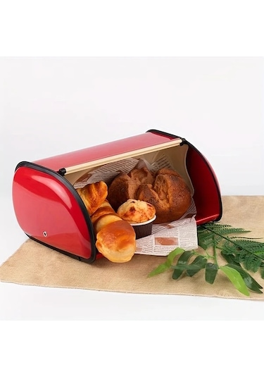 Willowhaven Kırmızı Vintage Metal Ekmek Kutusu Kapaklı Dayanıklı Mutfak Saklama Kabı Kırmızı