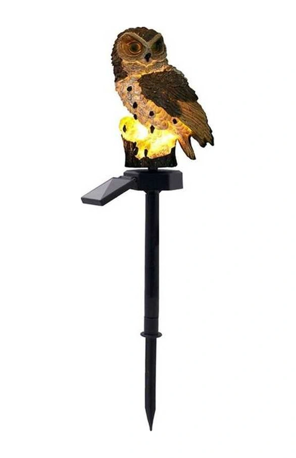 Tongxida Kahverengi Resin Solar猫头鹰 Bahçe Işığı, Otomatik Açık-kapalı, 8-10 Saat Süre, Su Geçirmez, 50000 Saat Ömür, Yeşil Işık