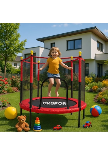Fileli Büyük Boy Trambolin 140 Cm Çap Korumalı Kolay Kurulum Cks448