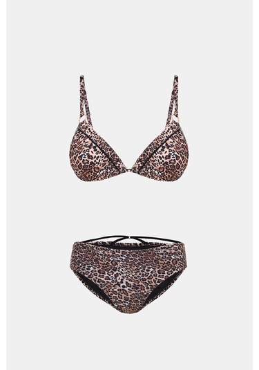 Capetown Leopar Desenli Çıkarilabilir Kap Biyeli Bikini Takım Leopar