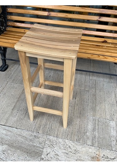 Ahşap Çıtalı 60 Cm Bar Taburesi Naturel Kayın Renk Çok Renkli