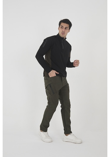 Camp Scoutland Camp594 Outdoor Softshell Su Ve Rüzgara Dayanıklı içi Polarlı Kışlık Erkek Haki Taktik Pantolon Haki