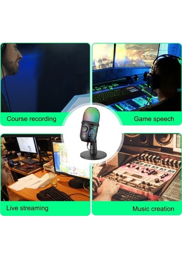 Novahub Profesyonel Rgb Işıklandırmalı Kondansatör Mikrofon, Oyun/kayıt/canlı Yayın, 48khz, Gürültü Azaltma, Usb