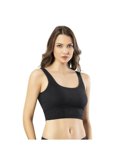 Ht Sağlık Dalgıç Fitilli Kaşkorse Pedli Büstiyer Crop Siyah