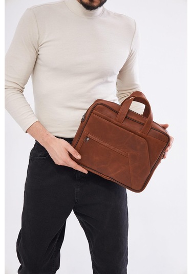 Derinss Dub3075 Hakiki Deri Camel Macbook Ve Notebook Çantası 001