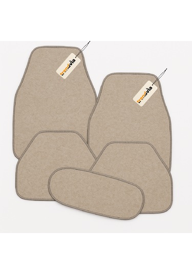 Araç Halı Paspas Takımı 5 Li Universal Uyumlu Kaymaz Bej Renk Oto Halı Paspas