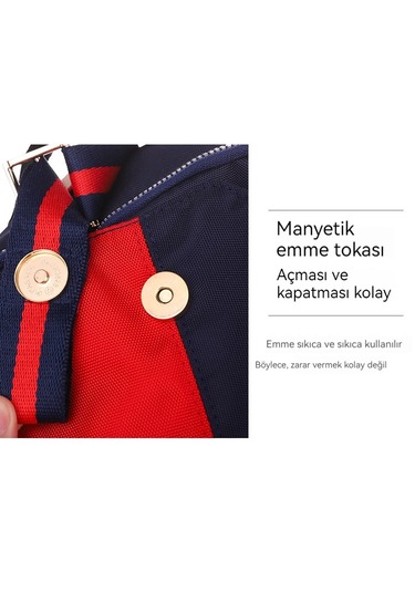 Kontrast Renkli Gündelik Kadın Sırt Çantası-koyu Mavi Koyu Mavi