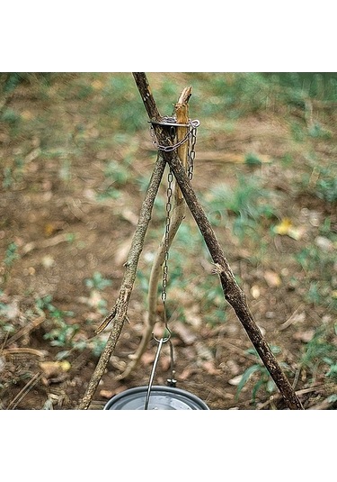 Bloomnest Açık Hava Kamp Piknik Rafı Tencere Braketi 3 Delikli Paslanmaz Çelik Odun Ateşi Üçgen Askısı Metalik, Küçük Boyutlu Tasarım Metalik