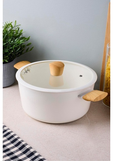 Danish Cook Beige İndüksiyon Tabanlı Derin Tencere 24 Cm Bej Bej