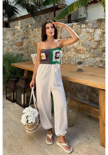 Jasmin Süzüneli Keten Tulum 1280-08 Ekru
