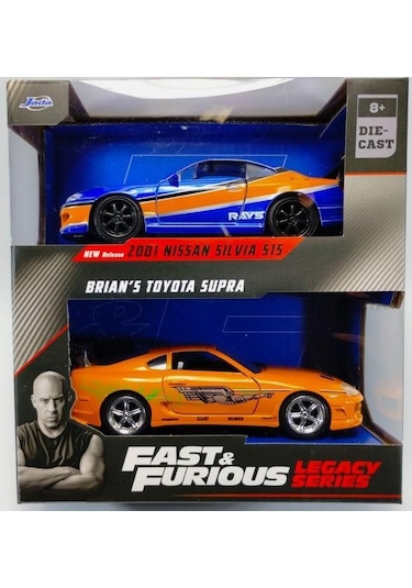 Jada 2001 Nissan Silvia 515 Brian's Toyota Supra 1/32 Model Araba