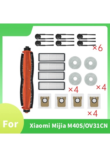 Gildedwill Xiaomi Mijia M40s/ov31cn Elektrikli Süpürge Aksesuarları İçin 19 Adet Ana Silindir Yan Fırça Hepa Filtre Paspas Bezi Toz Torbaları Gildedwill Xiaomi Mijia M40s/ov31cn Elektrikli Süpürge Aksesuarları İçin 19 Adet Ana Silindir Yan Fırça Hepa Filtre Paspas Bezi Toz Torbaları