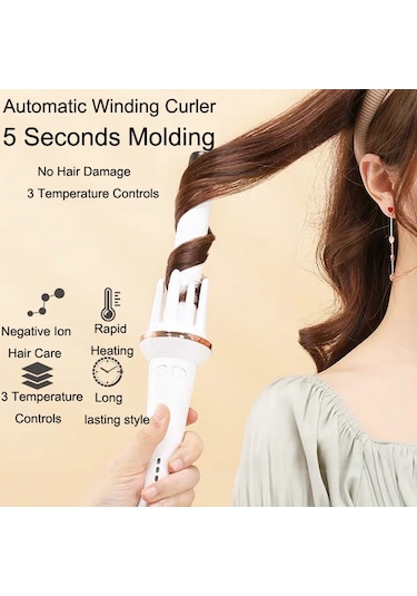 Sones Çift Yönlü Dönen Seramik Sır Kaplamalı Otomatik Bukle Makinesi Saç Bakımı, Fiş: Ab Fişi Beyaz