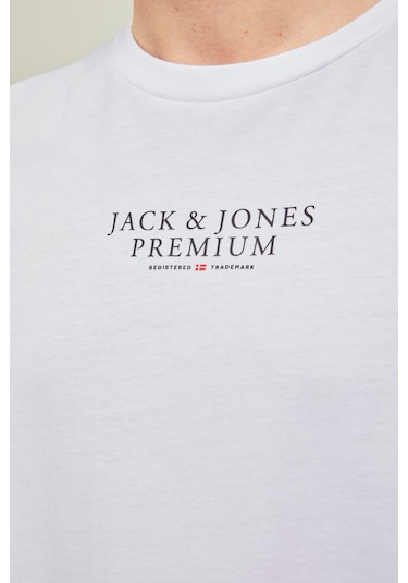 Jack & Jones Erkek Jprbluarchıe Baskı Detaylı T-Shirt 12217167 Be Açık Beyaz