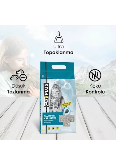 CatPlus Aktif Karbon Topaklaşan Bentonit Kedi Kumu 2 x 10 L
