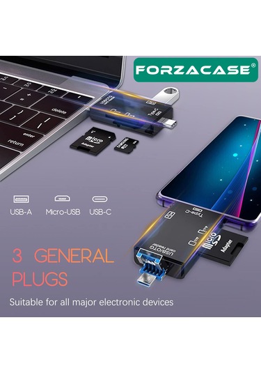 Forzacase Fc984 6in1 Usb Otg Sd / Tf  Usb 3.0 Type-c Micro Usb Kart Okuyucu