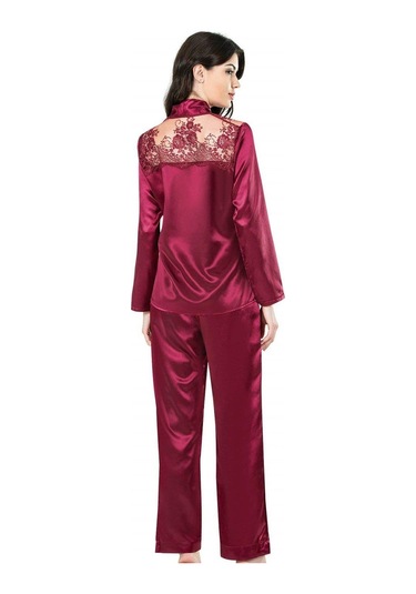 Ahu 7669 Saten Kısa 6lı Set - Bordo