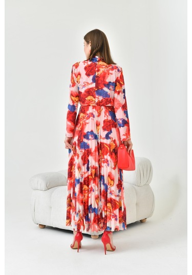 Ftz Women Kadın Desenli Elbise Mercan 30842-Mercan