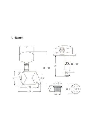 Geeroyoo Yüksek Performanslı 6 Saplı Yarı Kapalı Elektro Gitar Akort Anahtarı - Siyah