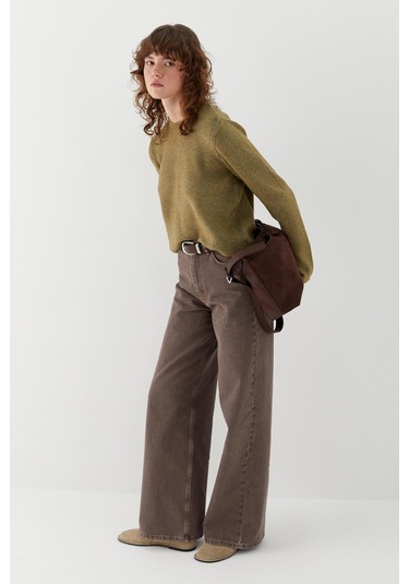 Yüksek Bel Palazzo Pantolon Kahverengi Kahverengi