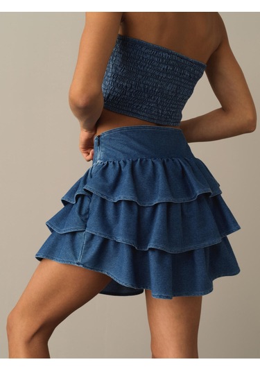 Mavi Regular Fit Şortlu Etek 270366 Mavi