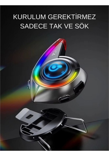 Ceylan Adam Y21 Rgb Işık Efektli Intercom Bluetooth Motosiklet Kask Kulaklığı Intercom Kulaklık