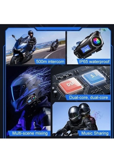 Q58-max Telsiz Özellikli 2 Kişi Bağlantılı Bluetooth Kask Kulaklık Çifti