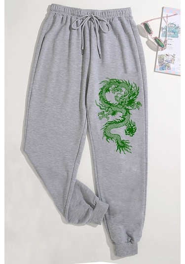 Uyguntarz Unisex Baskılı Eşofman Altı Gri - Mint
