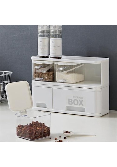 Mutfak Baharat Rafı Biber Çalkayıcılar Pişirme Alet Tuz Domuzları Çeşni Kavanoz Depolama Konteyneri Baharat Kutusu Cruet Şişe Organizatör Tuz Domuzları, Mahzenler Ve Sunucular 3