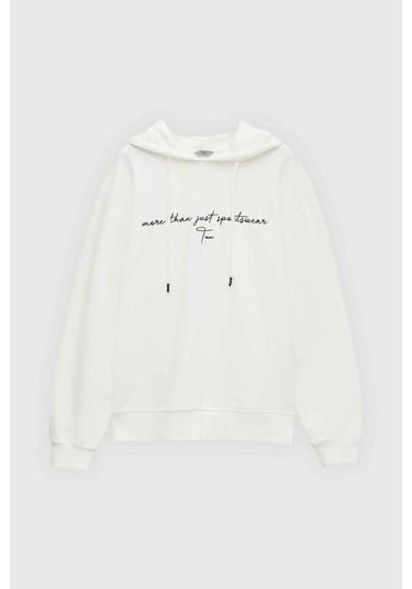 D's Damat Relaxed Fit Ekru Nakışlı Sweatshirt 3ECE24ORT0493 Ekru