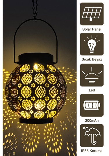Greentech Güneş Enerjili Dekoratif Led Fener / Askılı Bahçe Feneri / Bahçe Dekorasyon Feneri / GT-SL25G