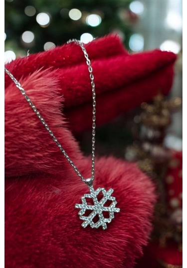 Modagümüşevi 925 Ayar Gümüş Kar Tanesi Kolye, Gümüş Kadın Kolye, Kar Tanesi Kolye