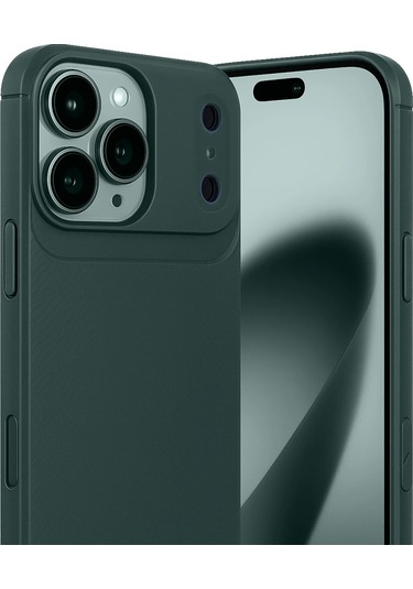 İphone Uyumlu 17 Pro Kılıf Focus Carbon Silikon Kapak Koyu Yeşil