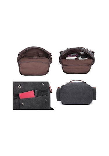 C-active Büyük Boy Erkek Sırt Çantası Kanvas Kumaş 1258 07 Açık Kahve Kahverengi